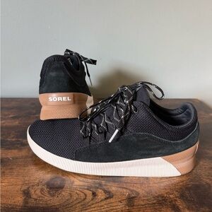 Sorel Black and White Minimalist Sneakers with Gum Sole